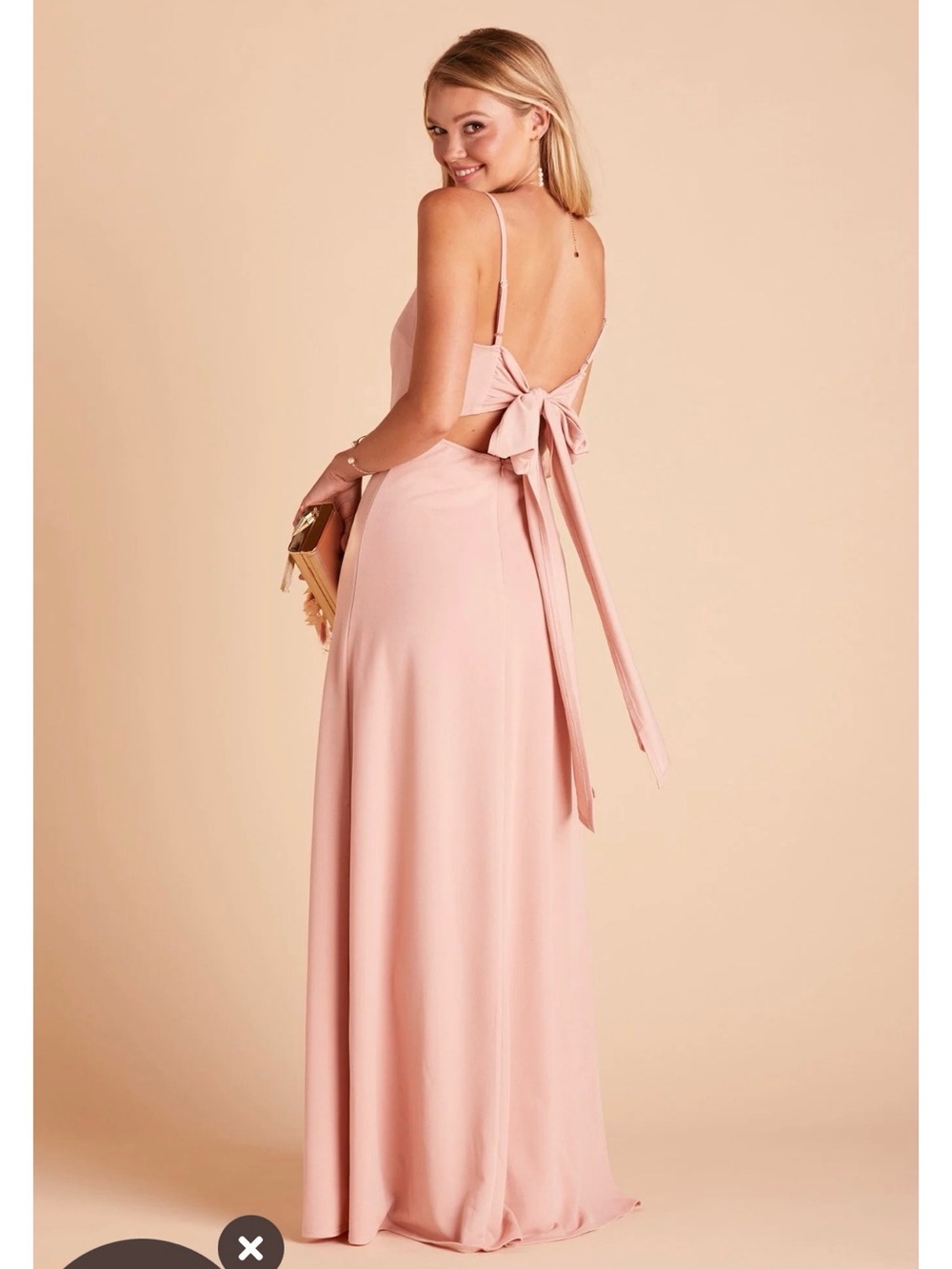 Backless Blush Pink Bow-Back Maxi Dress